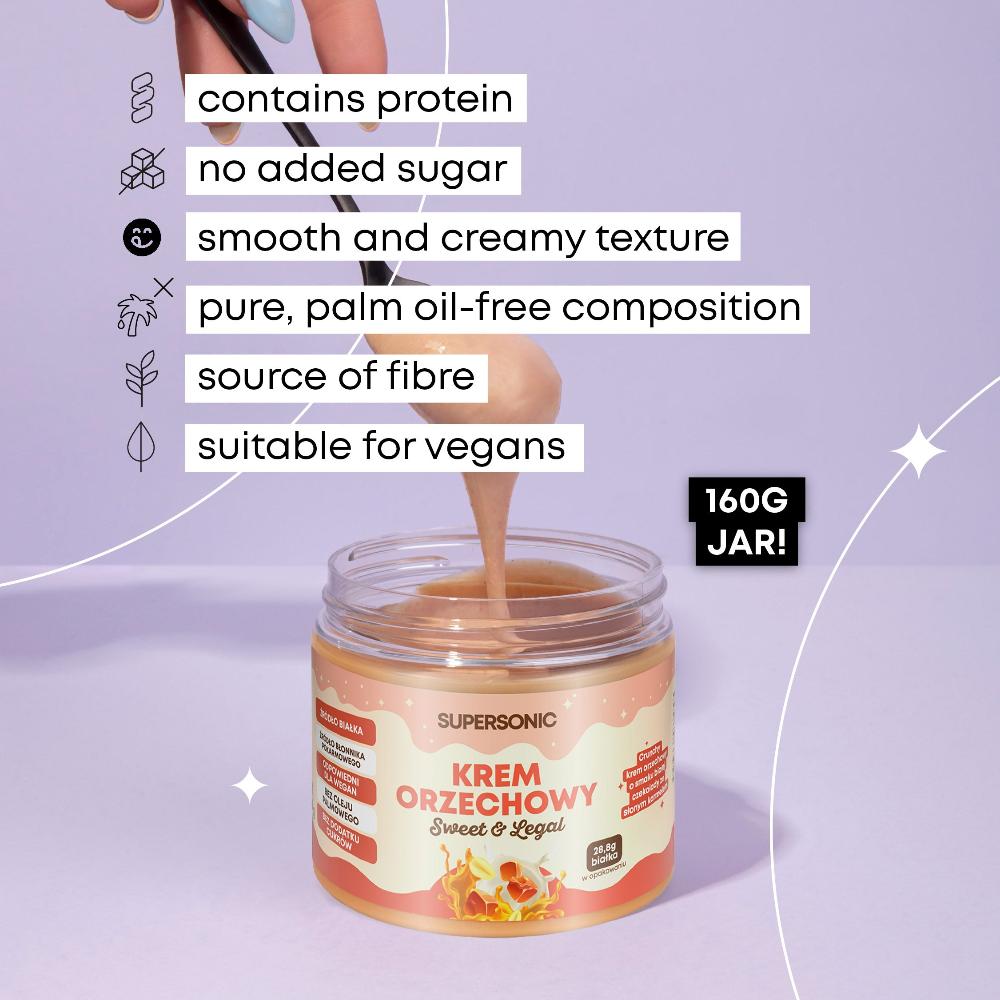 SUPERSONIC Nut Spread Crunchy with flavour of White Chocolate with Salted Caramel 160g