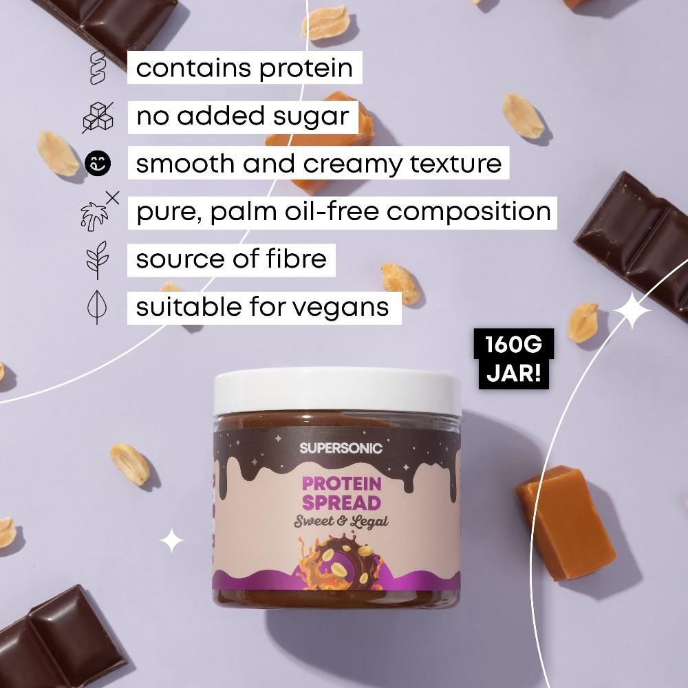 SUPERSONIC Nut Spread with flavour of Chocolate and Caramel with nut pieces 160g