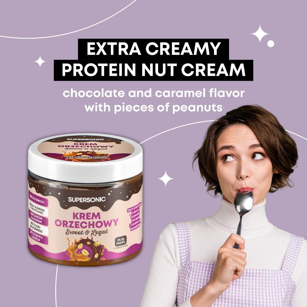 SUPERSONIC Nut Spread with flavour of Chocolate and Caramel with nut pieces 160g