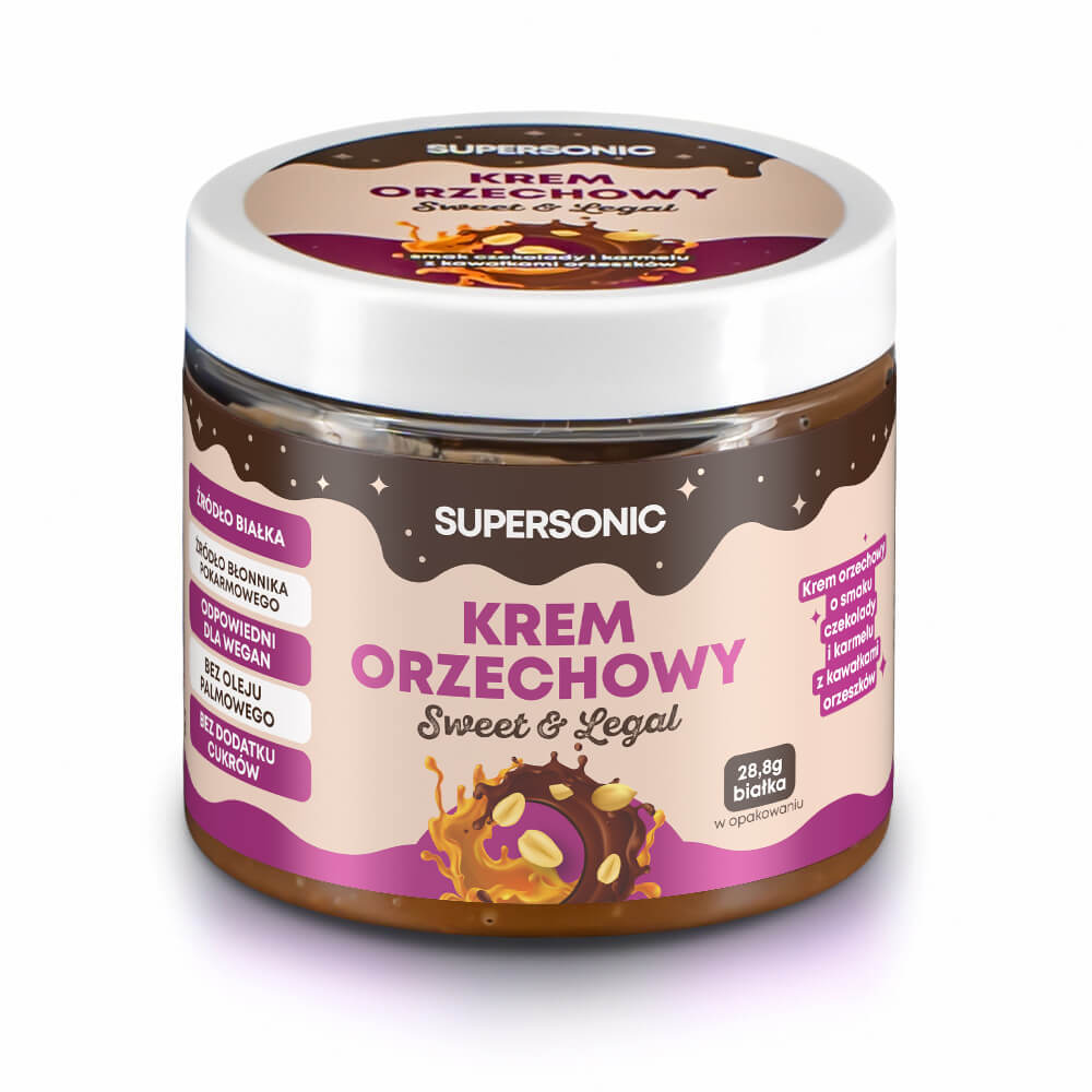 SUPERSONIC Nut Spread with flavour of Chocolate and Caramel with nut pieces 160g