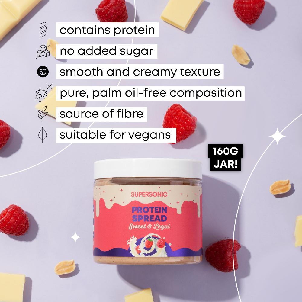 SUPERSONIC Nut Spread with flavour of White Chocolate & Raspberries 160g