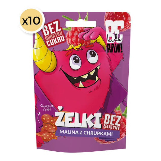 10x Be Raw Kids Jelly Beans - Raspberry with Crisps 35g