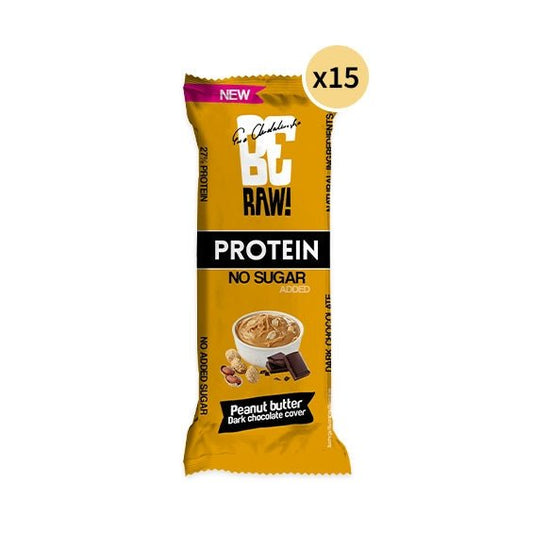 15x Be Raw Protein 27% Bar - Peanut Butter dark chocolate cover 40g