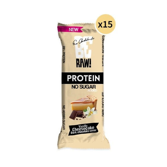 15x Be Raw Protein 28% Bar - Vanilla Cheesecake dark chocolate covered 40g