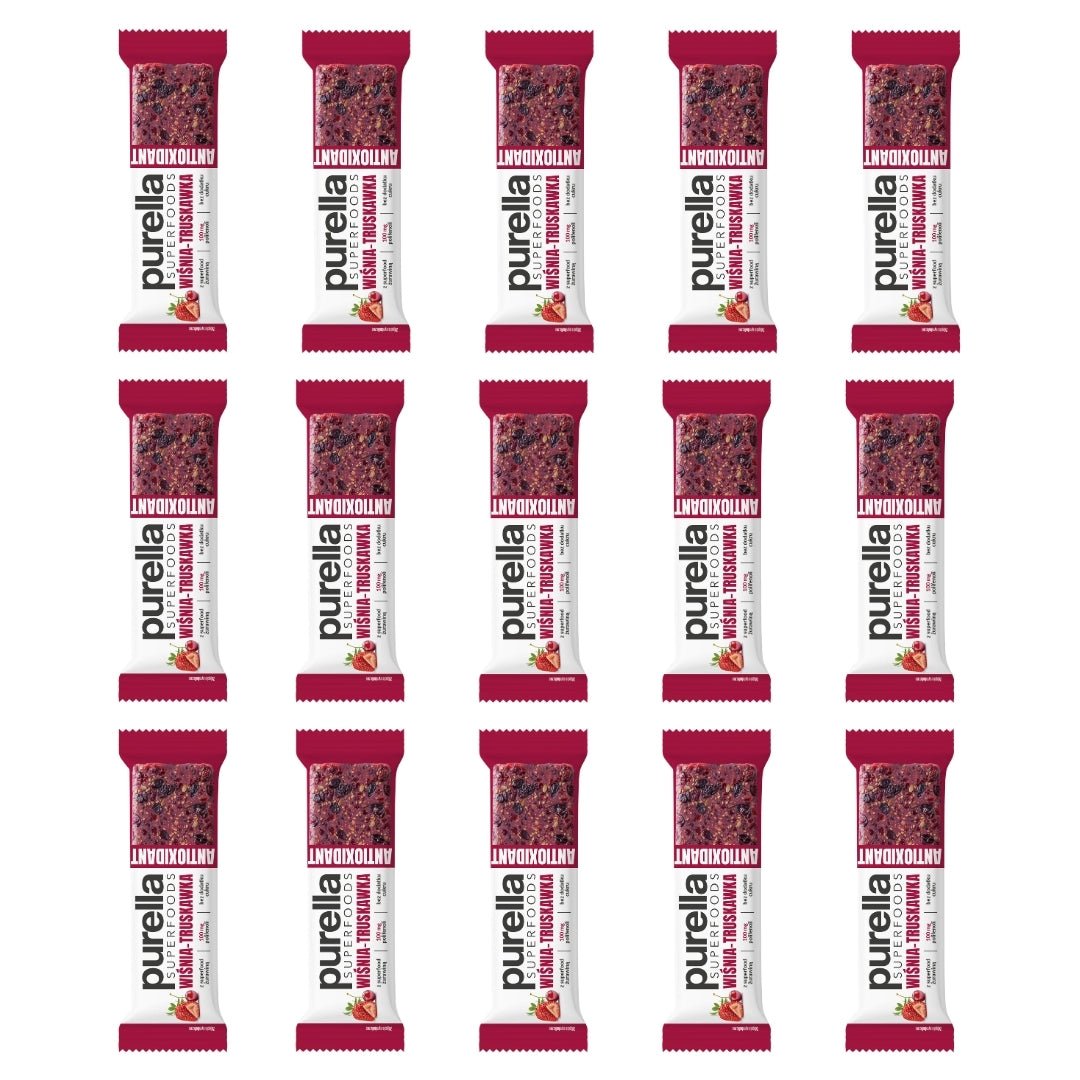 15x Purella SuperFoods Bar - Cherry-Strawberry Antioxidant 40g