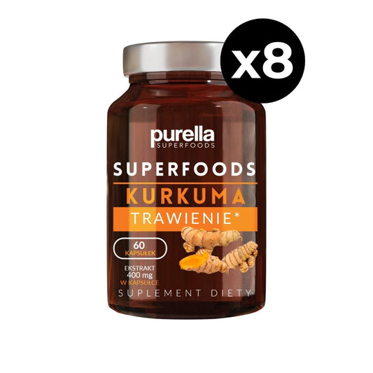 8x Purella Food Supplement Turmeric 60 capsules