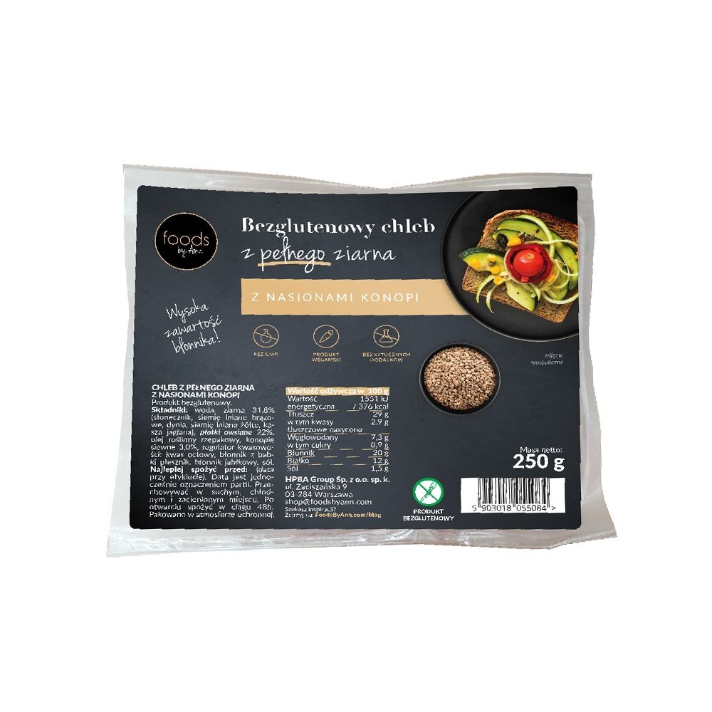 Foods by Ann Gluten-Free Whole Grain Bread with Hemp Seeds 250g