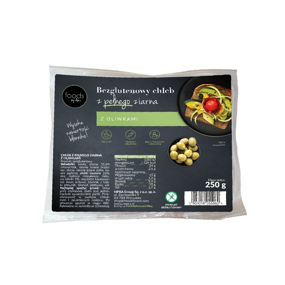 Foods by Ann Gluten-Free Whole Grain Bread with Olives 250g