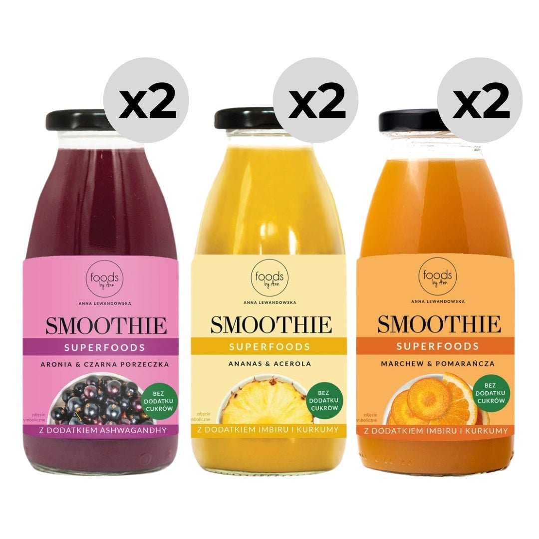 Foods by Ann Smoothie Set - 2x Chokeberry, 2x Pineapple, 2x Carrot 250ml