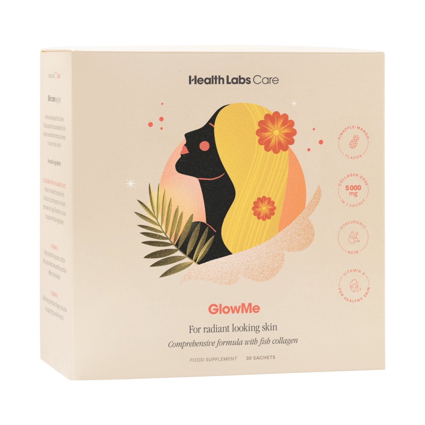 HealthLabs Care GlowMe (pineapple & mango flavor) - Counteract gray and dull skin with collagen 30sachets