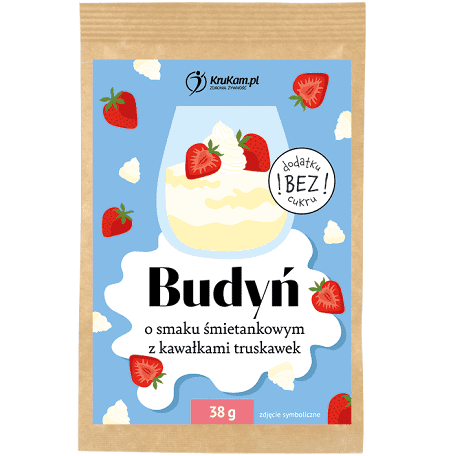 Krukam Pudding with cream flavour and strawberry pieces 38g