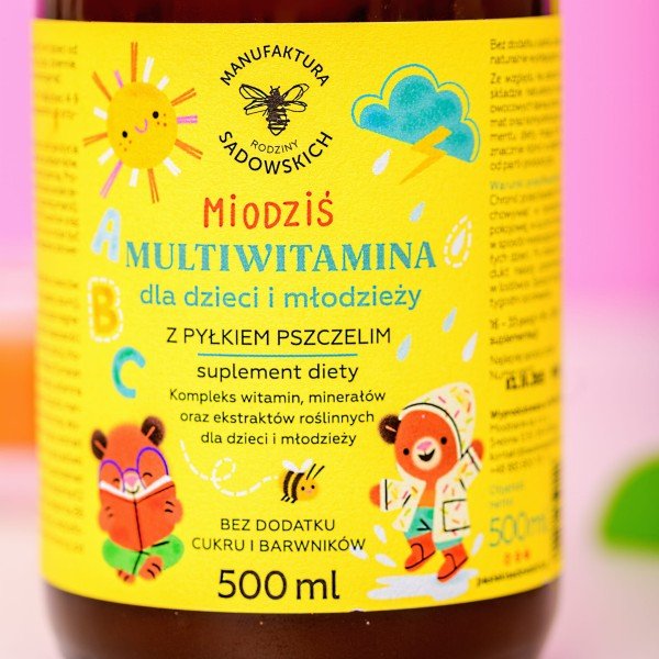 Sadowski bee Gardens Multivitamin for kids and teenagers with bee pollen Honey Bear 500ml