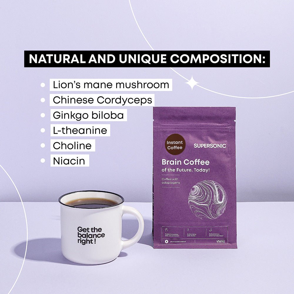 SUPERSONIC Brain Coffee - Instant coffee with adaptogens 180g