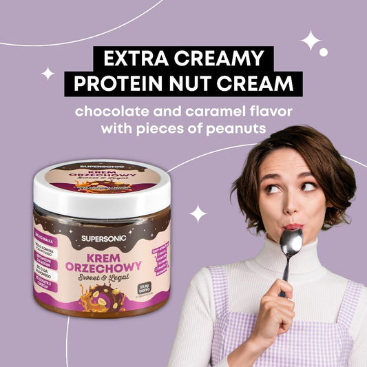 SUPERSONIC Nut Spread with flavour of Chocolate and Caramel with nut pieces 160g
