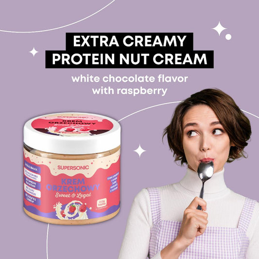 SUPERSONIC Nut Spread with flavour of White Chocolate & Raspberries 160g