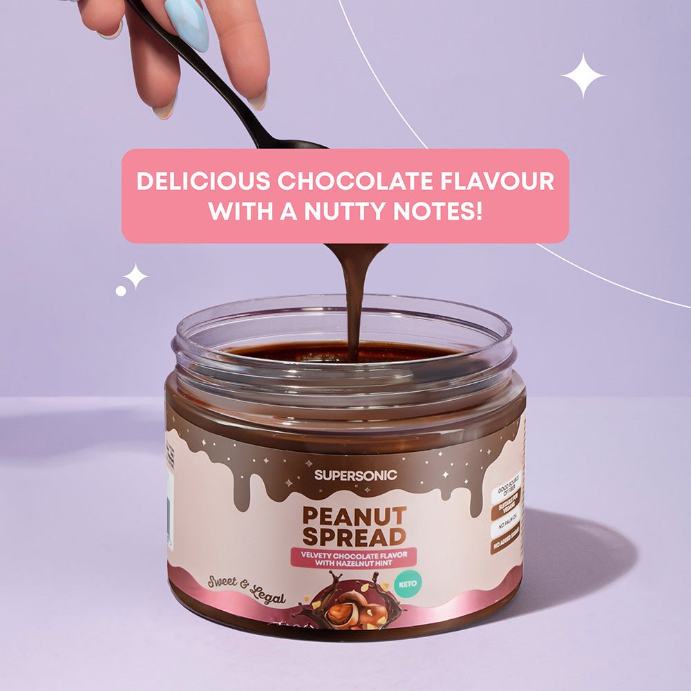 SUPERSONIC Peanut Spread with Velvety Chocolate flavour with Hazelnut hint LOW CARB 250g