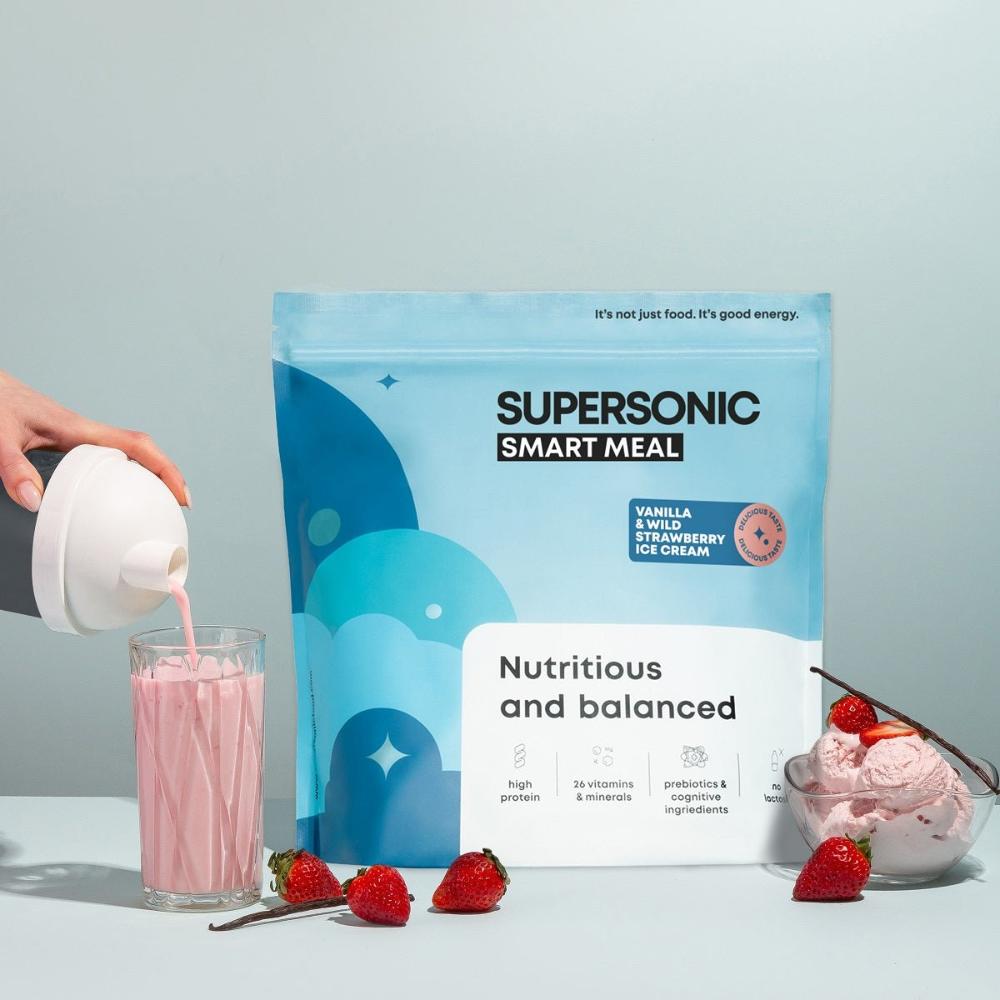 SUPERSONIC Smart Meal - Big Pack - Vanilla & Wild Strawberry Ice Cream 1300g